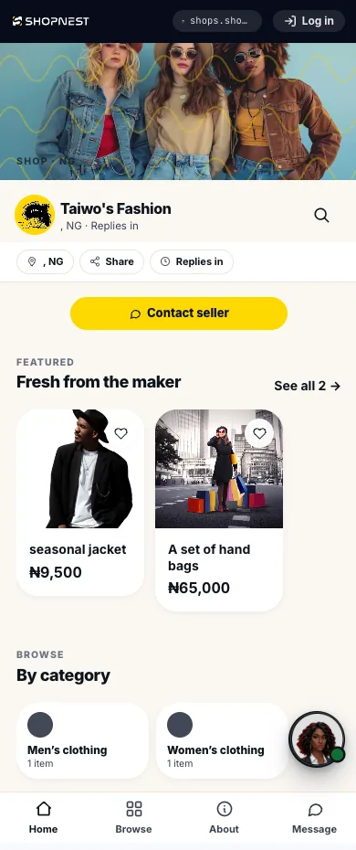 Taiwo's Fashion storefront on Shopnest